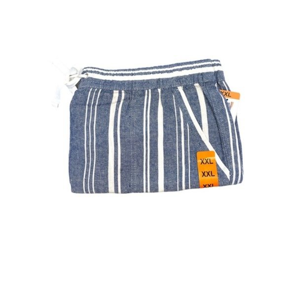 NAUTICA Ladies Linen Blend Pull On Shorts in Light Blue Stripe - NWT - Picture 3 of 4